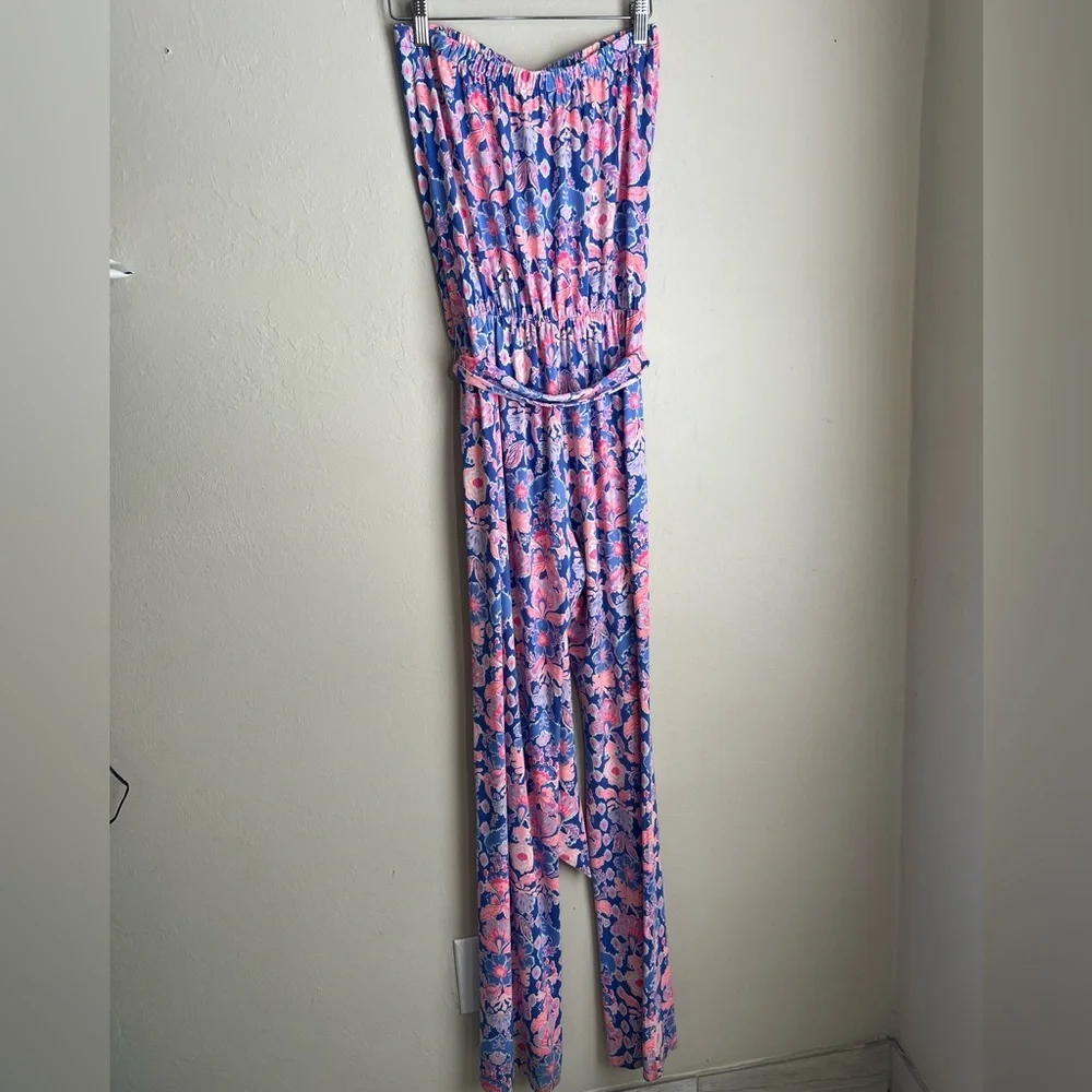 🌷Lilly Pulitzer🌷Pink and Blue Floral Jumpsuit - Picture 2 of 7